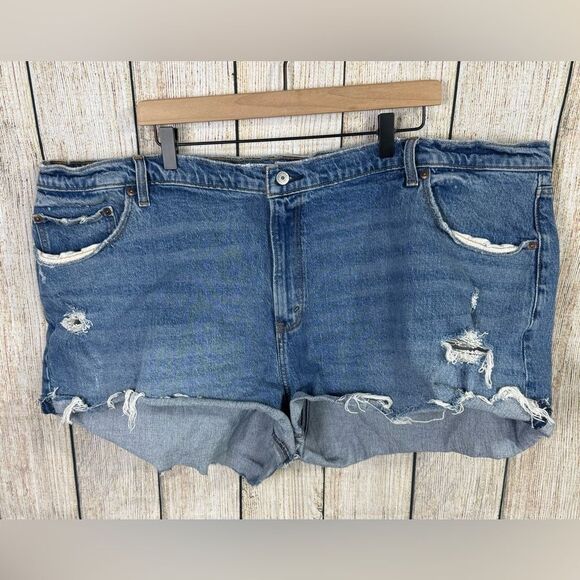 Abercrombie & Fitch ‘The Mom Short’ Distressed Denim Shorts Size 37/24 - Picture 1 of 6
